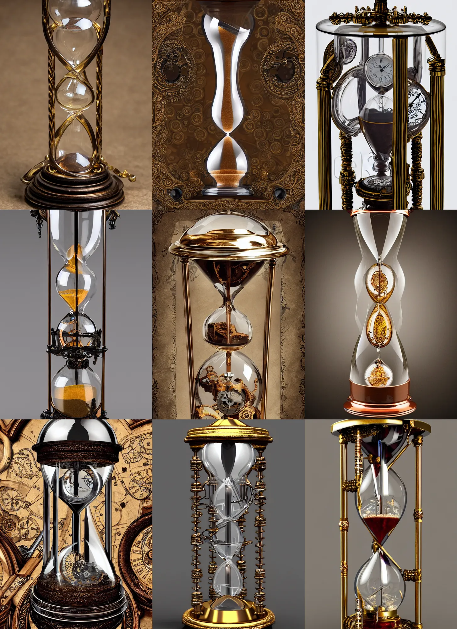 Prompt: an intricate steampunk hourglass, highly detailed, digital, smooth, 8k octane, extremely hyperdetailed, intricate complexity, sharp focus
