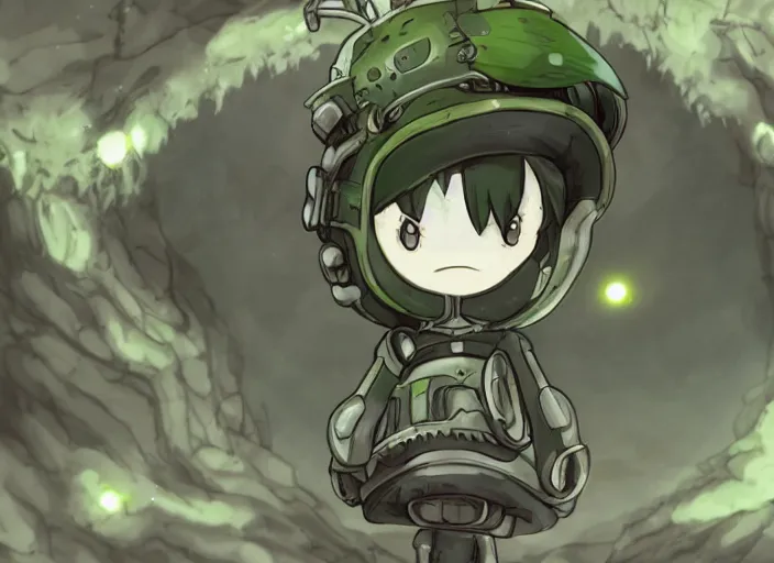 Prompt: cute robot with a vegetal body, made in abyss style