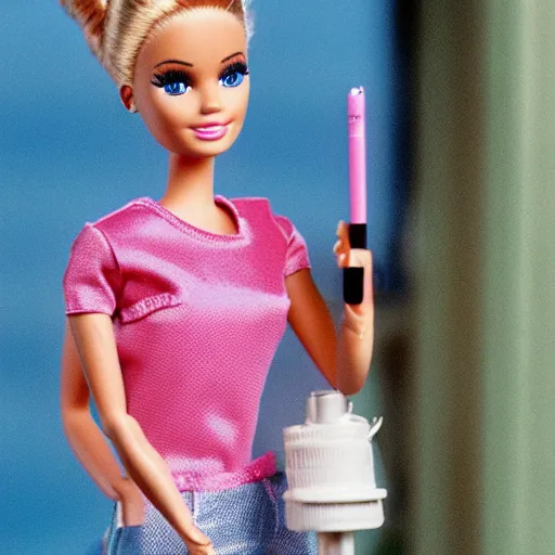Image similar to a real photo of barbie smoking cigarette