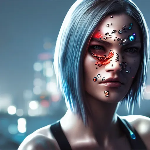 realistic detailed face of Cyberpunk woman, portrait, | Stable ...