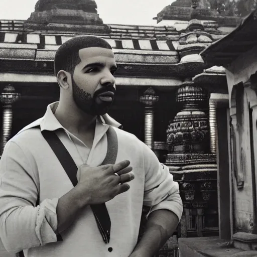 Image similar to drake, hindu temple in background, photograph