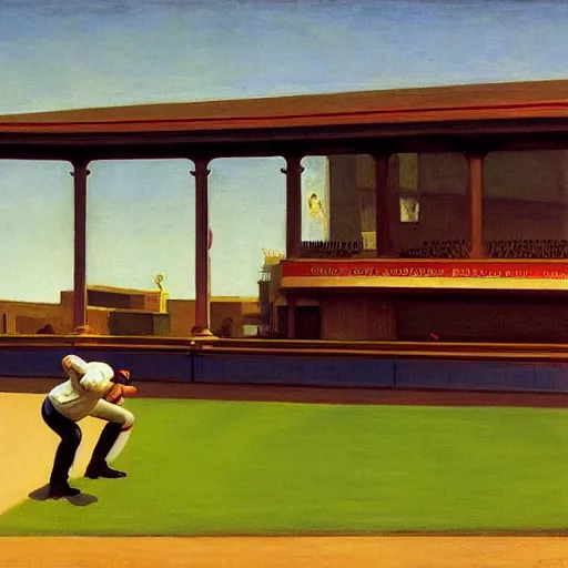 Prompt: The Baseball Game, by Edward Hopper, full resolution