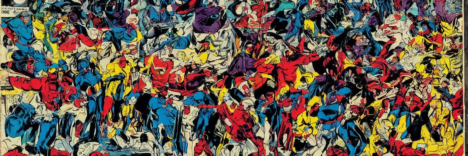 Image similar to vintage comic book art of diverse people, comics superhero, modern art,