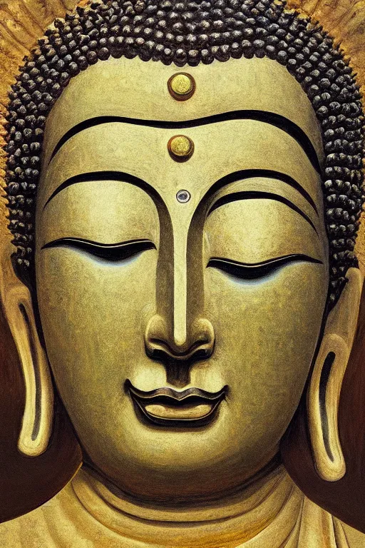 Image similar to The Buddha oil on canvas, intricate, portrait, 8k highly professionally detailed, HDR, CGsociety