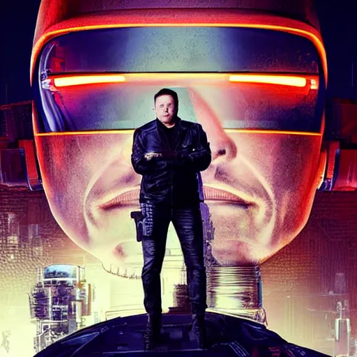 Image similar to elon musk in cyberpunk style on mars digital art very detailed 4 k detailed super realistic