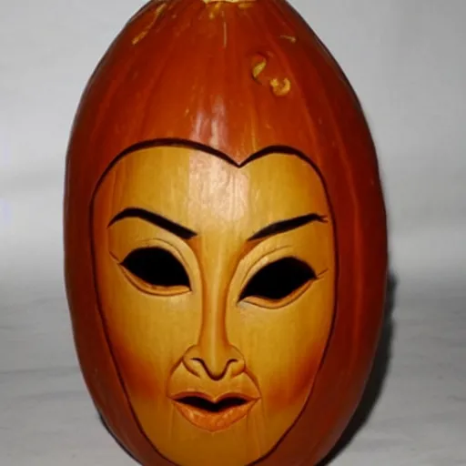 Image similar to gourd carved to look like the face of amber heard