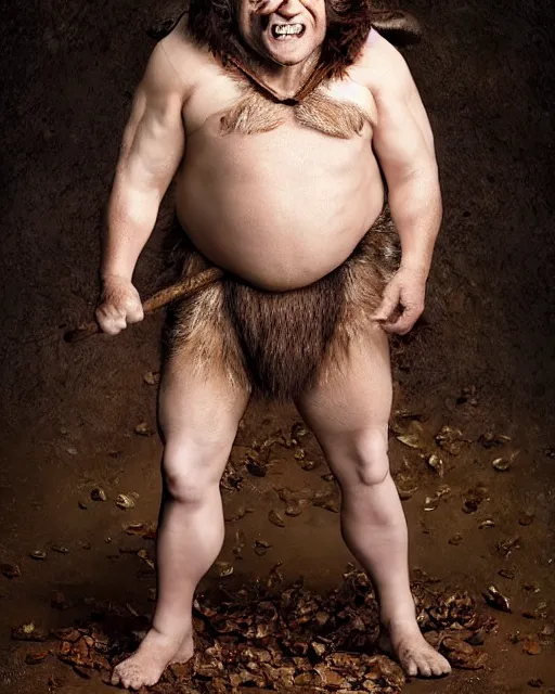 Image similar to actor Danny Devito in Elaborate Pan Satyr Goat Man Makeup as the character Phil for Disney’s Live Action Hercules movie, prosthetics designed by Rick Baker, Hyperreal, Head Shots Photographed in the Style of Annie Leibovitz, Studio Lighting