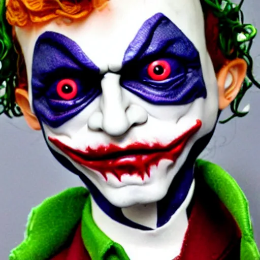 Image similar to creepy The Joker doll