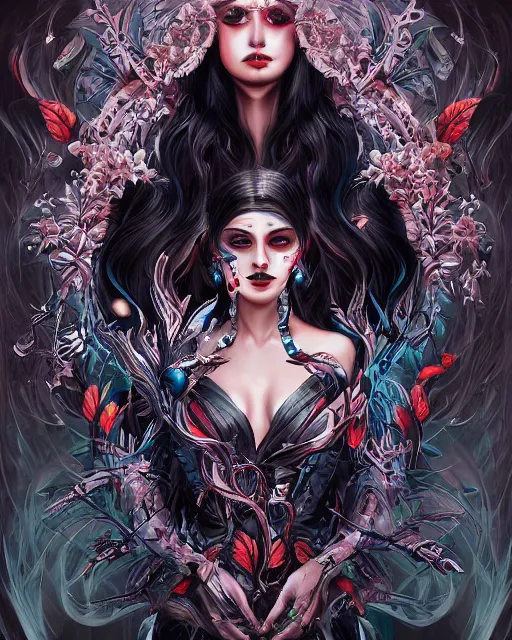 Prompt: the embodiment of darkness by Valentina Remenar, maximalism, artgerm