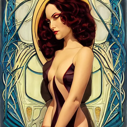 Image similar to a streamline moderne, ( art nouveau ), multi - racial portrait in the style of charlie bowater, and in the style of donato giancola, and in the style of charles dulac. intelligent, beautiful eyes. symmetry, ultrasharp focus, dramatic lighting, semirealism, intricate symmetrical ultrafine background detail.