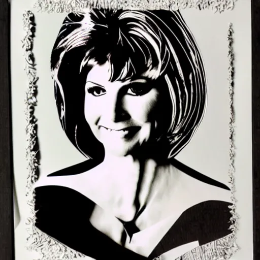 Image similar to a stylized cut paper portrait of olivia newton - john