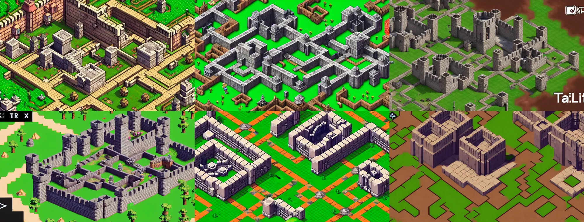 Prompt: isometric late medieval fortress, nintendo switch gameplay trailer, octopath traveler, triangle strategy, diorama, soft lighting, pixel art