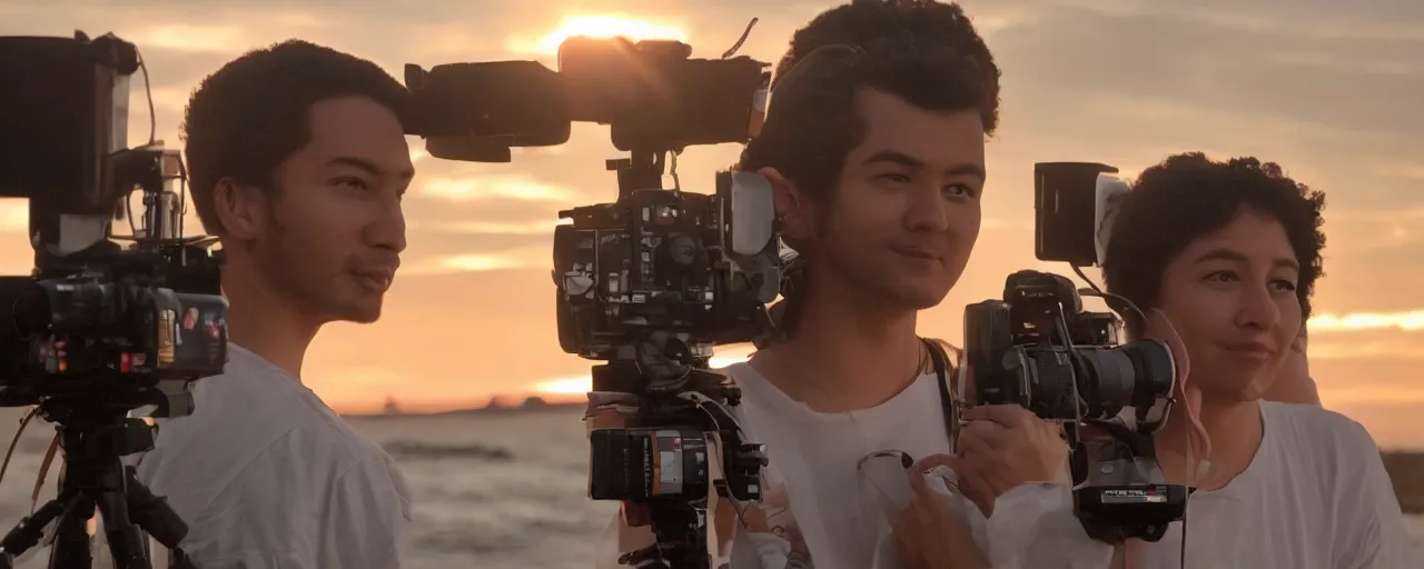 Image similar to 3 / 4 mid close up shot of a person in a mcdonald's commercial filmed by autumn durald at sunset shot with an alexa lf and panavision t - series anamorphic 4 0 mm lens at t 2. 0