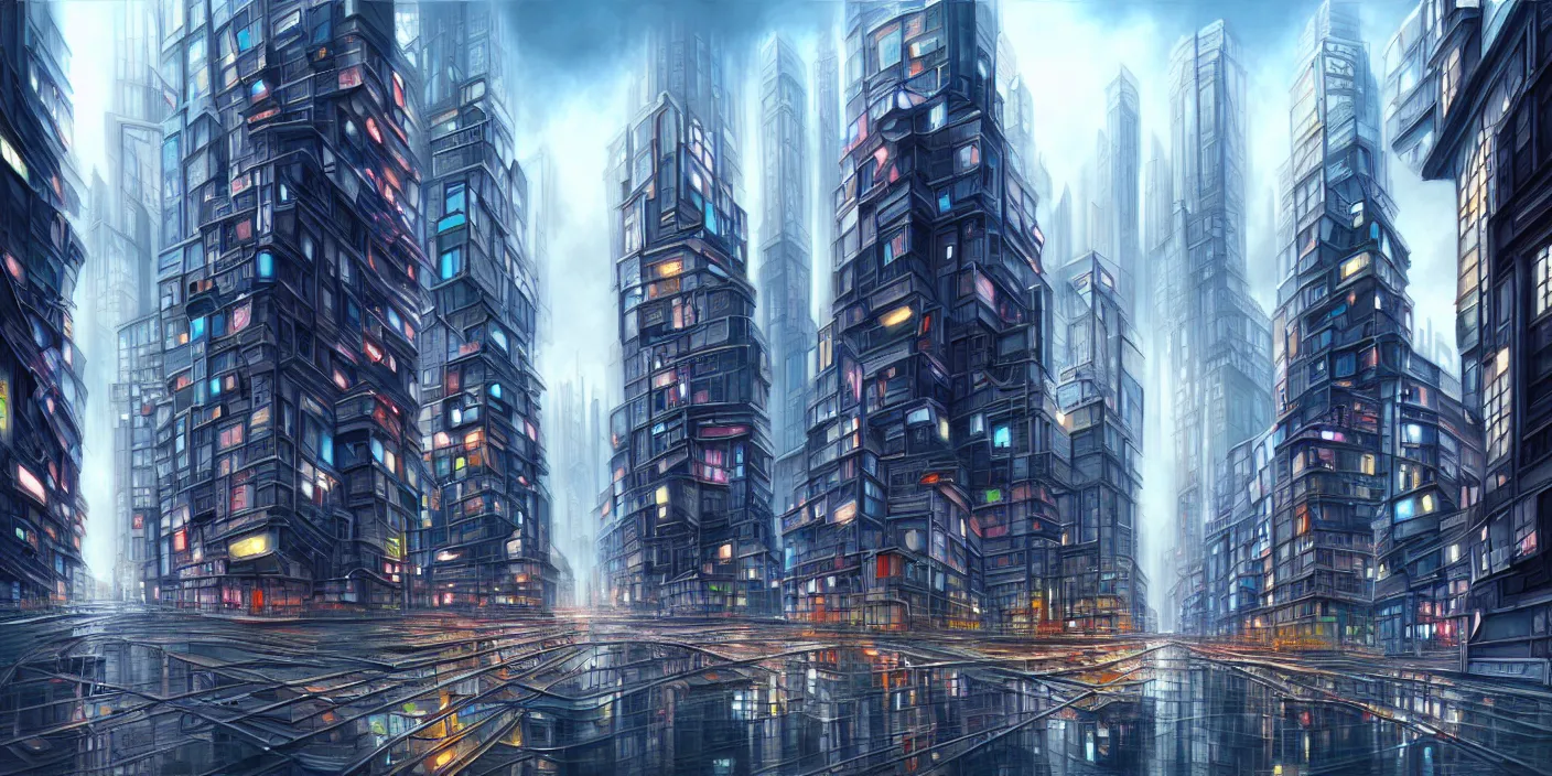 Prompt: modern city in a reinassance paiting, hyper detailed, concept art, award winning concept art