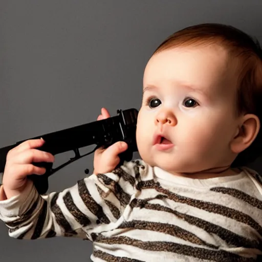Image similar to a baby holding a gun