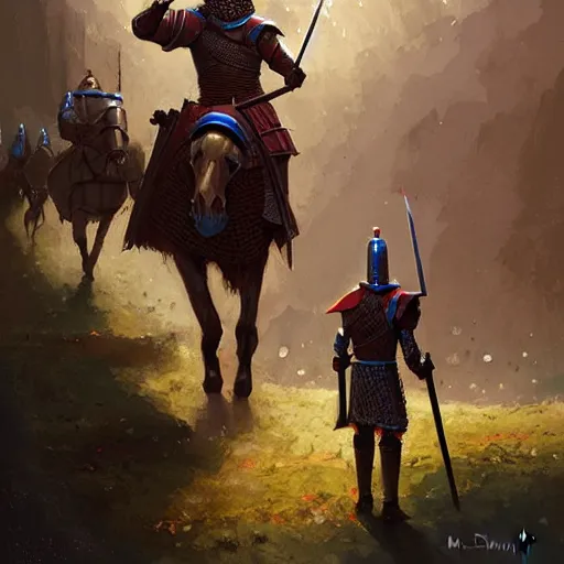 Image similar to a royal knight saluting his king by marc simonetti