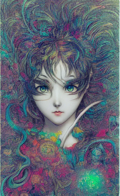 Prompt: a vibrant psychedelic sculpture of a kawaii anime catgirl by gustave dore