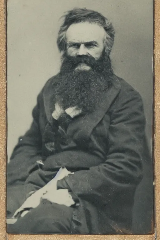 Prompt: a Ferrotype photograph of a grizzled old sea captain