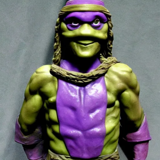 Prompt: donatello from the teenage mutant ninja turtles sculpted by donatello the renaissance artist