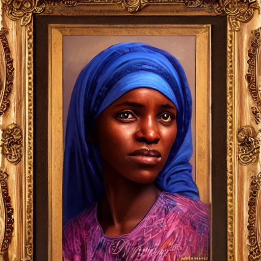 Prompt: portrait of a sudanese woman ( 3 5 ) from sudan, an oil painting by ross tran and thomas kincade