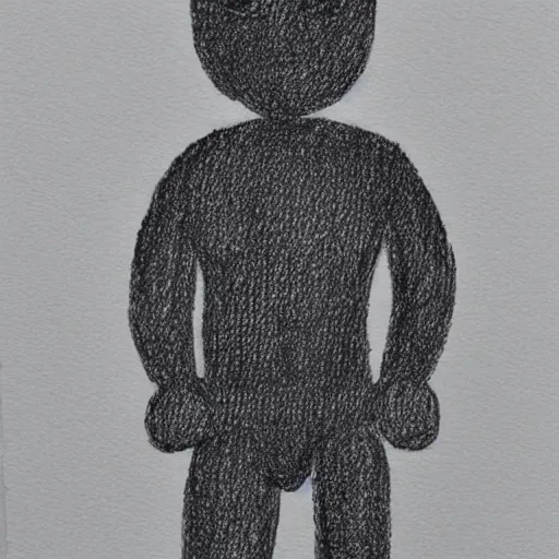 Image similar to a black and white drawing on an old piece of paper showing a person made out of mesh