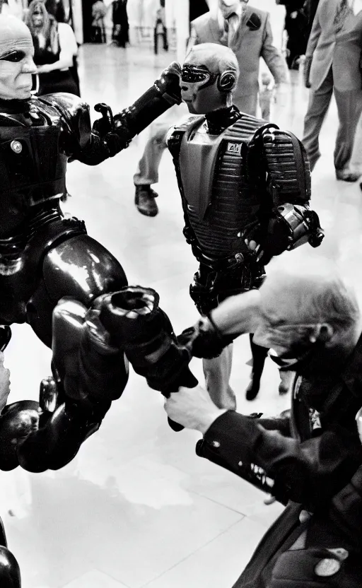 Prompt: robocop punching joe biden in the face, slow motion still