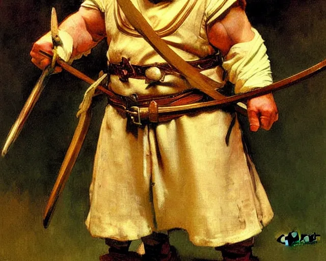 Image similar to portrait of a dwarf warrior, painting by j. c. leyendecker