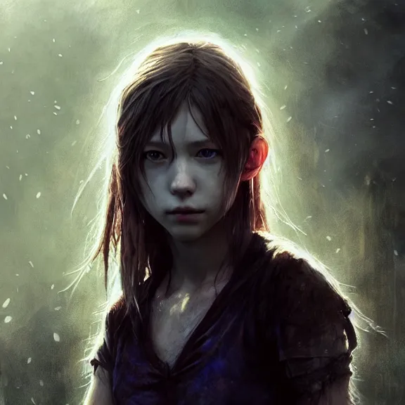 Image similar to a girl from final fantasy live action, movie still from the walking dead, evocative, mystical night, sharp focus, very very very very detailed, award winning, masterpiece digital painting by greg rutkowski, alex grey, marc adamus, beautiful dramatic lighting, artstation, 4 k wallpaper, style by peter deligdisch, peterdraws