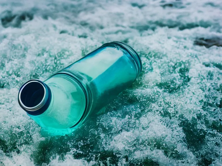 Image similar to cinestill 5 0 d photography of perfume emerging from seafoam bottle 3 / 4 style of nicholas fols, 2 0 0 mm, mute dramatic colours, soft blur outdoor stormy sea background, volumetric lighting, hyperdetailed, hyperrealistic