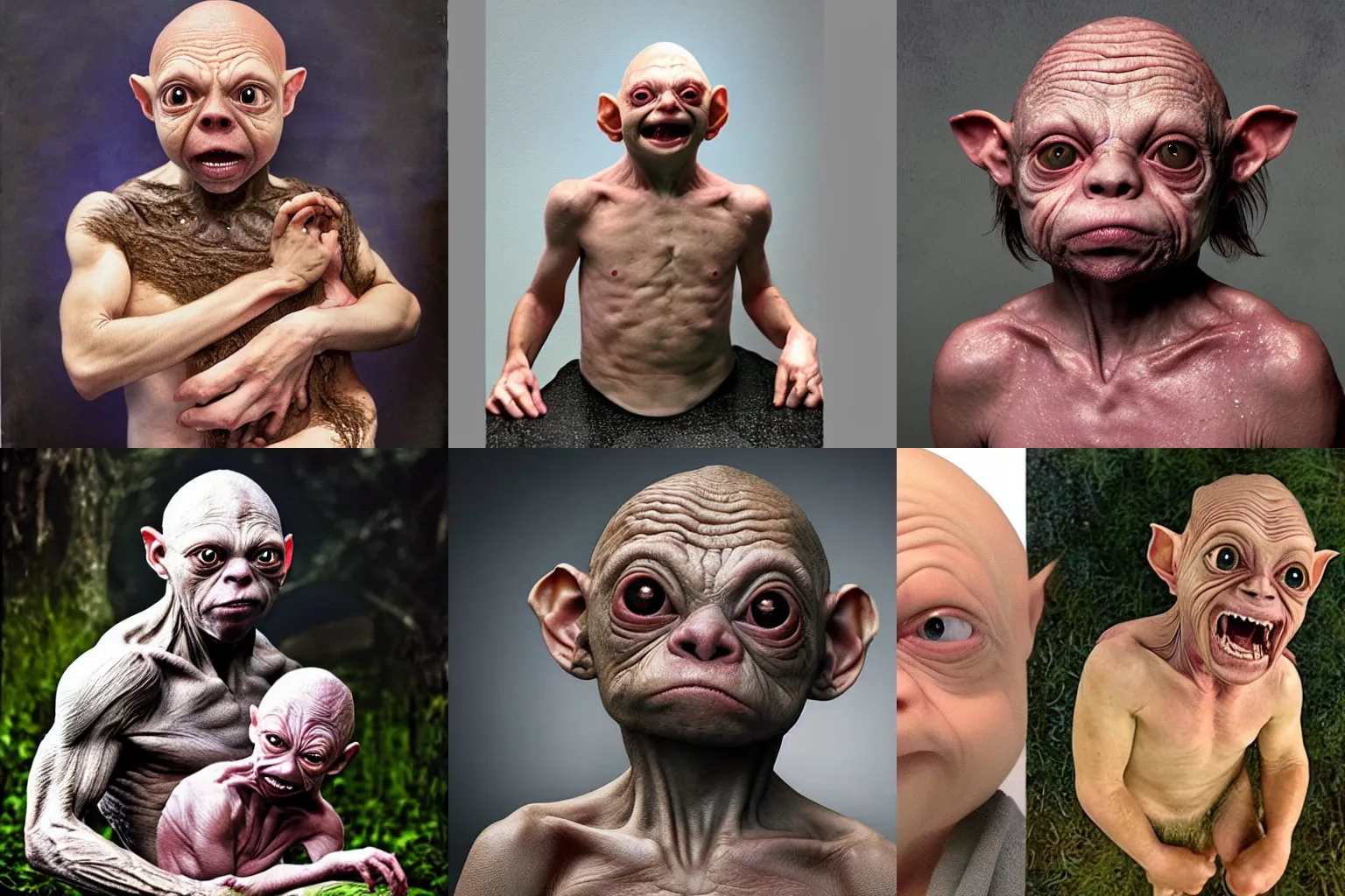 Prompt: portrait photo of golum and Florida man\'s child