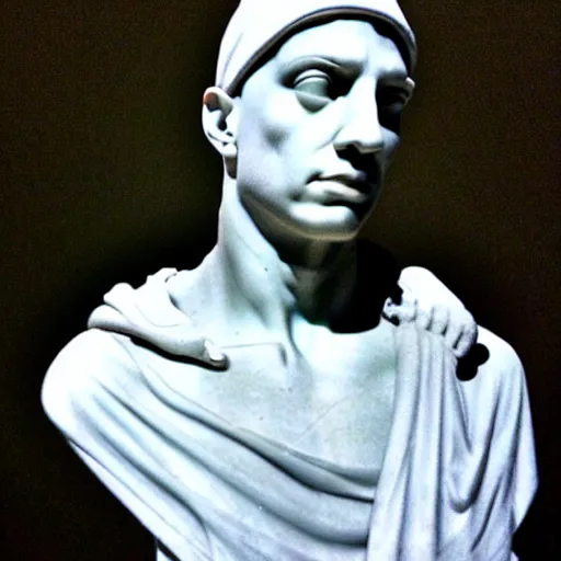 Image similar to eminem as a greek marble statue