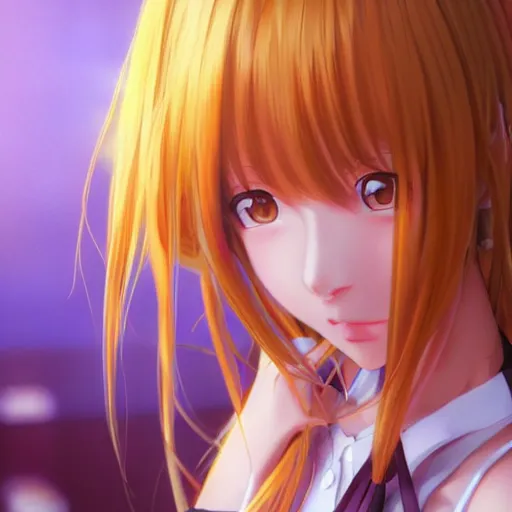 Image similar to photorealistic anime girl render, detailed face, colorful, atmosphere cinematic, by wlop, by ilyu kuvshinov, soft shadows, be concept art, super detailed, octane render, 8 k, unreal engine 5, super realistic, ufotable studio art style, trending in pixiv, japanese light novel cover, visual novel