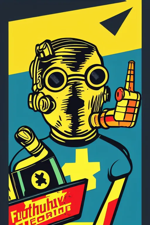 Image similar to fallout 7 6 retro futurist illustration art by butcher billy, sticker, colorful, illustration, highly detailed, simple, smooth and clean vector curves, no jagged lines, vector art, smooth andy warhol style