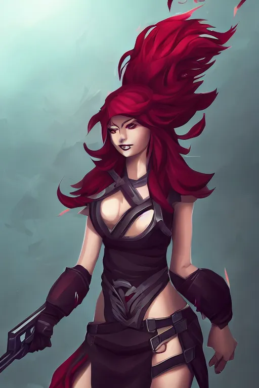 Prompt: katarina minimalist arcane league of legends wild rift hero champions tank support marksman mage fighter assassin, design by lois van baarle by sung choi by john kirby