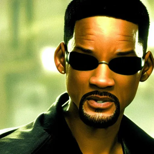 Image similar to will smith as neo in the matrix movies, cinematic, very detailed, photorealistic