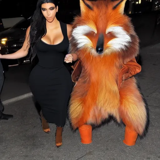 Image similar to kim kardashian as an anthropomorphic furry fox