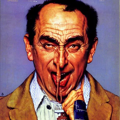 Image similar to Frontal portrait of the most hysterical soyak, by Norman Rockwell and Robert McGinnis.