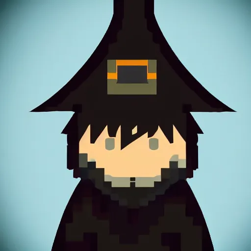 Prompt: cute 2 d video game sprite character that looks like a dark wizard, tv still, 8 k