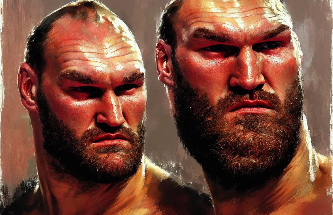 Prompt: portrait of tyson fury!!!!!!!!!!!!!!!!!!!!!!!!!!!, detailed face, detailed painting,, epic lighting, by ilya repin, phil hale and kent williams