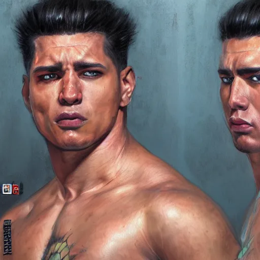 Image similar to the young latino guy as a realistic wrestling character, closeup portrait art by donato giancola and greg rutkowski, realistic face, digital art, trending on artstation