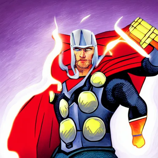 Image similar to a thor illustration with ligthning