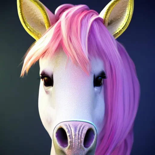 Image similar to a unicorn, highly detailed, photorealistic portrait, bright studio setting, studio lighting, crisp quality and light reflections, unreal engine 5 quality render