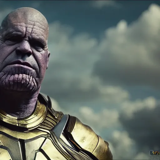 Prompt: pablo pineda wearing thanos armour, cinematic lighting, hd 4k photo
