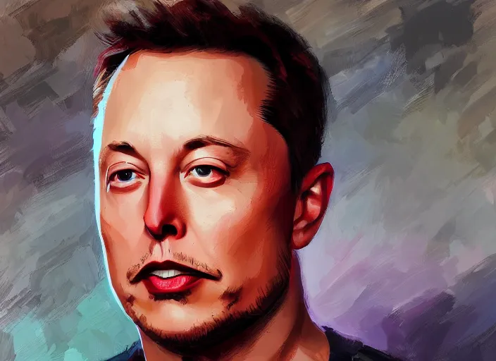 Image similar to concept art of portrait of Elon Musk, oil painting by Jama Jurabaev, extremely detailed, brush hard, artstation, for AAA game, high quality