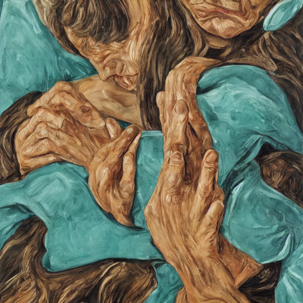 Prompt: high quality high detail painting by lucian freud, jenny savile, scream, turquoise, hd