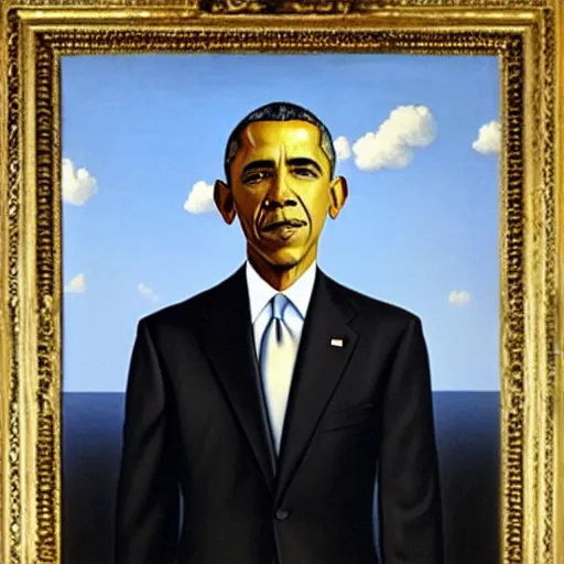 Prompt: Obama by Magritte