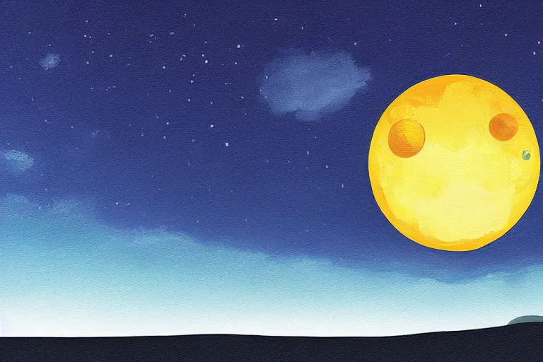 Image similar to sun, moon, sky, land, digital painting, illustrated by max hay