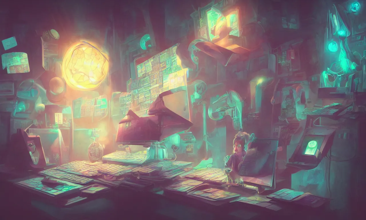 Image similar to workstations, kerberos realm, faked ticket close up, wizard reading a directory, pastel colours ravine, 3 d art, digital illustration, perfect lighting