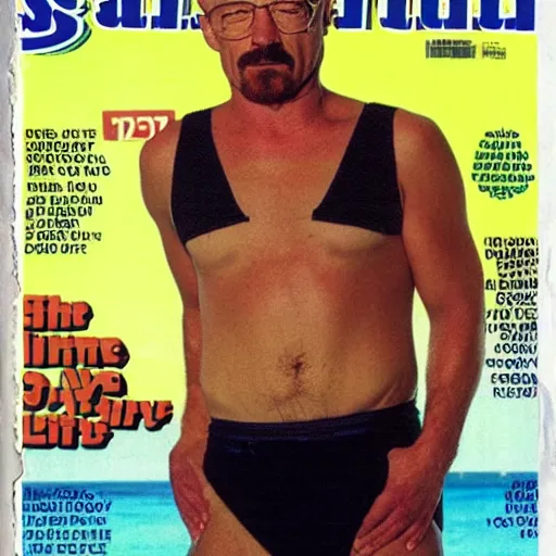 Image similar to Walter White on the cover of Swimsuit Illustrated (1989)