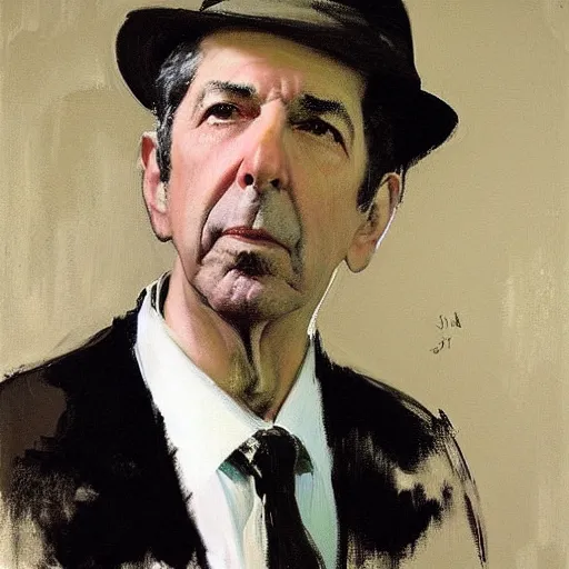 Prompt: portrait of leonard cohen, by john singer sargent and robert e. mcginnis